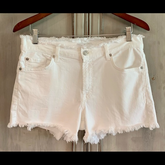 7 For All Mankind Pants - 7 For All Mankind 7FAM White Denim Shorts Tag Sz 28